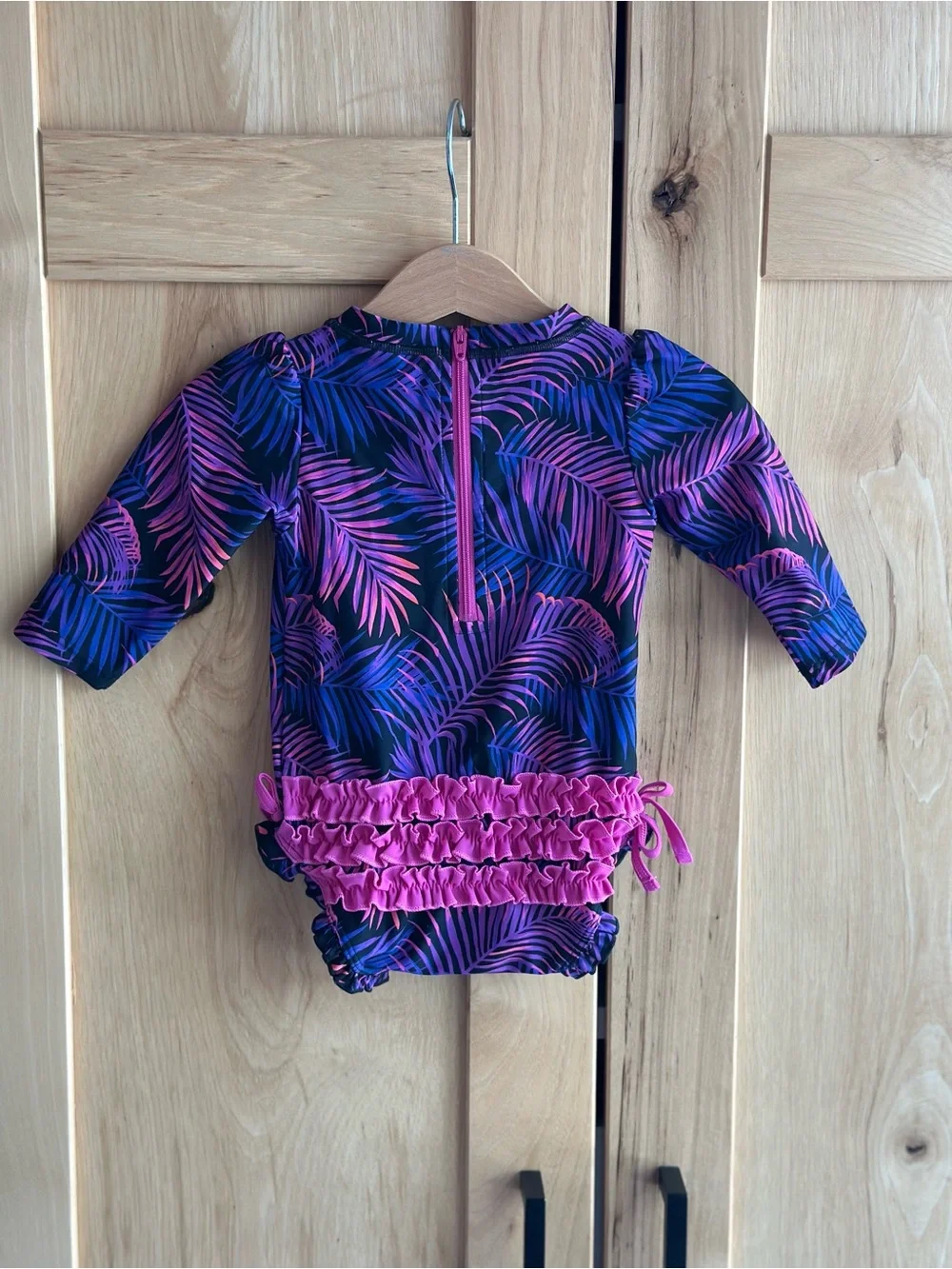 Ruffle Butts Purple & Pink Palm Leaf One-Piece Swimsuit